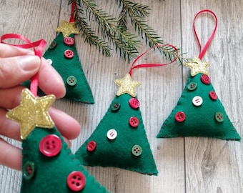 Set of 4 Christmas felt ornament Handmade Felt Christmas Tree Ornaments Hand Felt Christmas Ornament Christmas Decoration