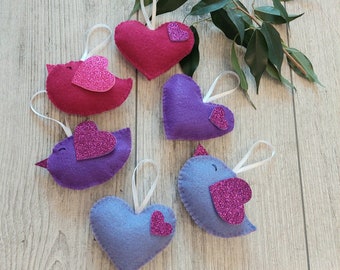 Felt Easter ornaments handmade Tree Decorations Set of 6 ornaments hanging ornaments