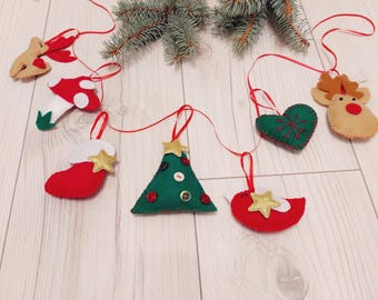 Felt Christmas Garland Hand Stitched Holiday Bunting Christmas decoration