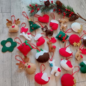 ADVENT CALENDAR ORNAMENTS Fabric advent calendar ornaments Felt Christmas ornaments handmade Advent ornaments for kids Set of 24 ornaments