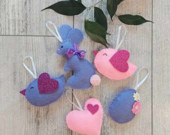 Spring ornaments handmade Easter decor Felt Rabbit decoration