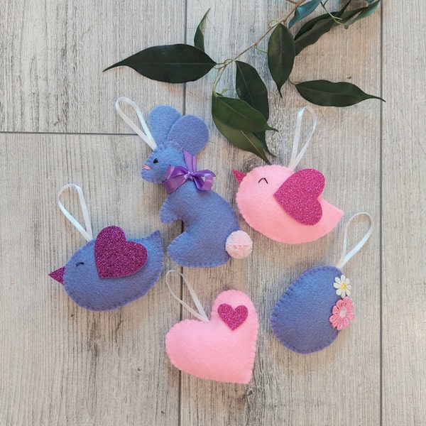 Spring ornaments handmade Easter decor Felt Rabbit decoration