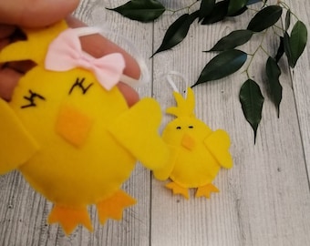 EASTER ORNAMENTS Easter tree decor Spring decor Easter hanging decoration Easter Chicks Springtime Felt decoration