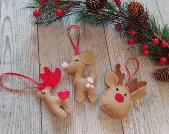 Filz Rentier Ornament Set: Handgemachte Weihnachtsdekoration