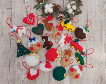 Handmade Felt Christmas Ornaments: Holiday Tree Decor, Set of 20