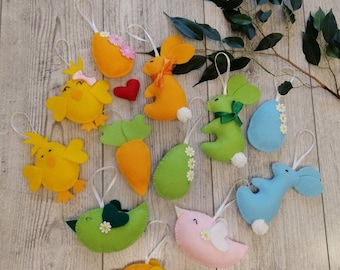 Adornos de fieltro para Pascua: Decoración artesanal para el árbol de primavera