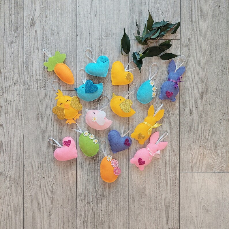 Easter decorations felt Easter tree ornaments handmade Easter Bunny zdjęcie 6