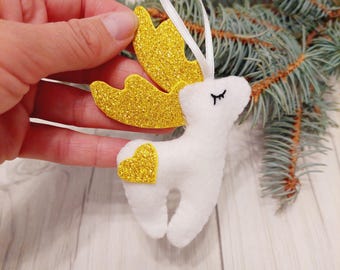 Handgefertigte Filz Rentier Ornament Gold Geweih Urlaub Dekor
