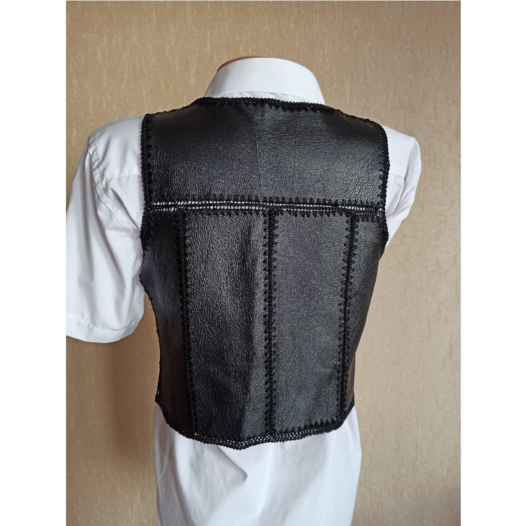 Vintage leather vest Etsy