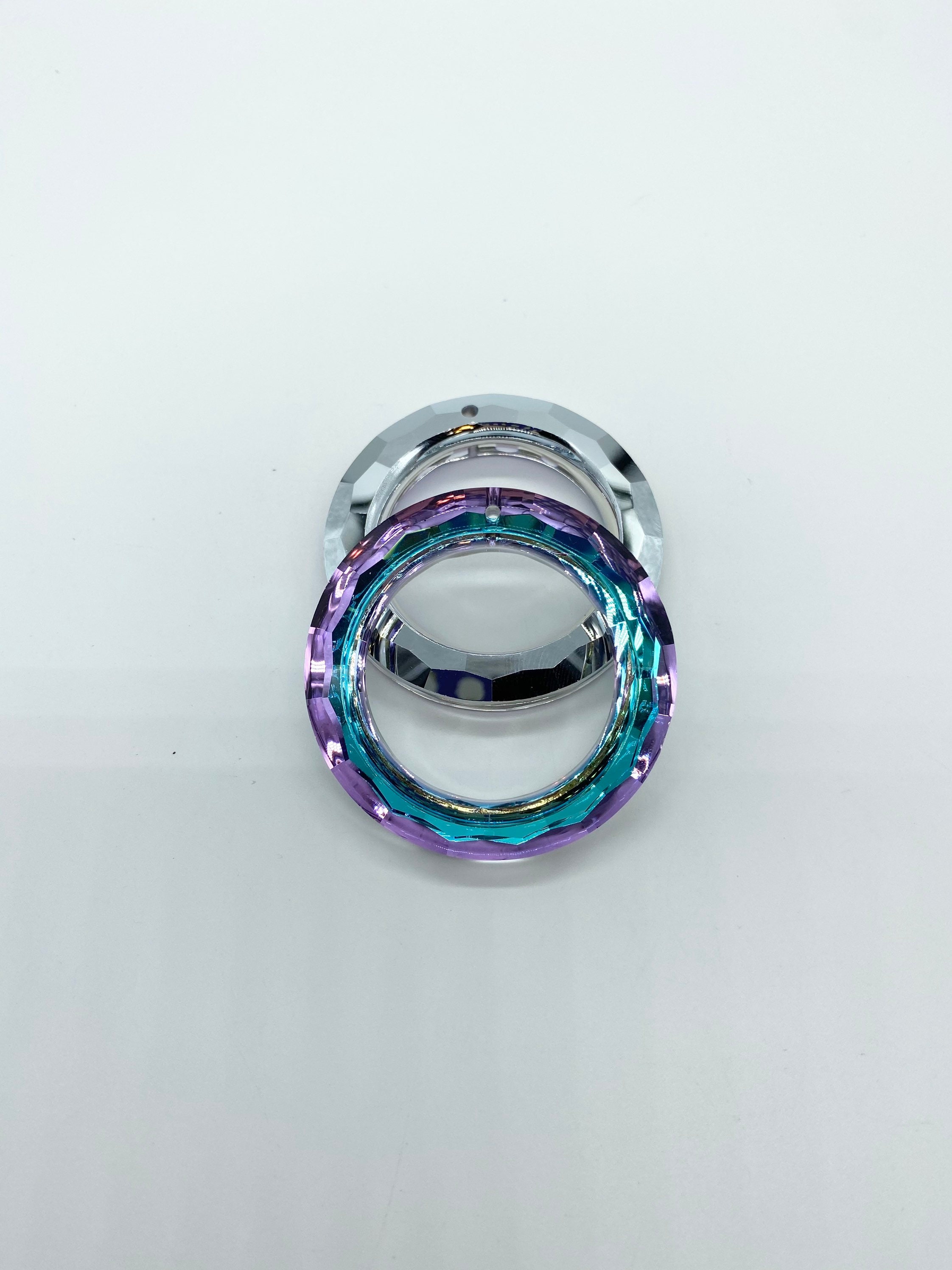 1 50mm AQUA and Purple Round Ring Crystal Prism Pendant | Etsy