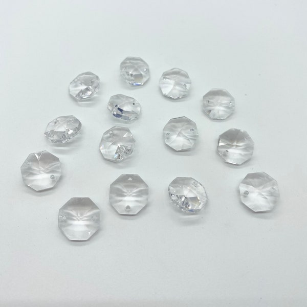 Set of 10 ~ 12mm Clear 2-Hole Asfour Chandelier Crystal Prisms Octagons Beads - Crystal Jewelry and Crafts
