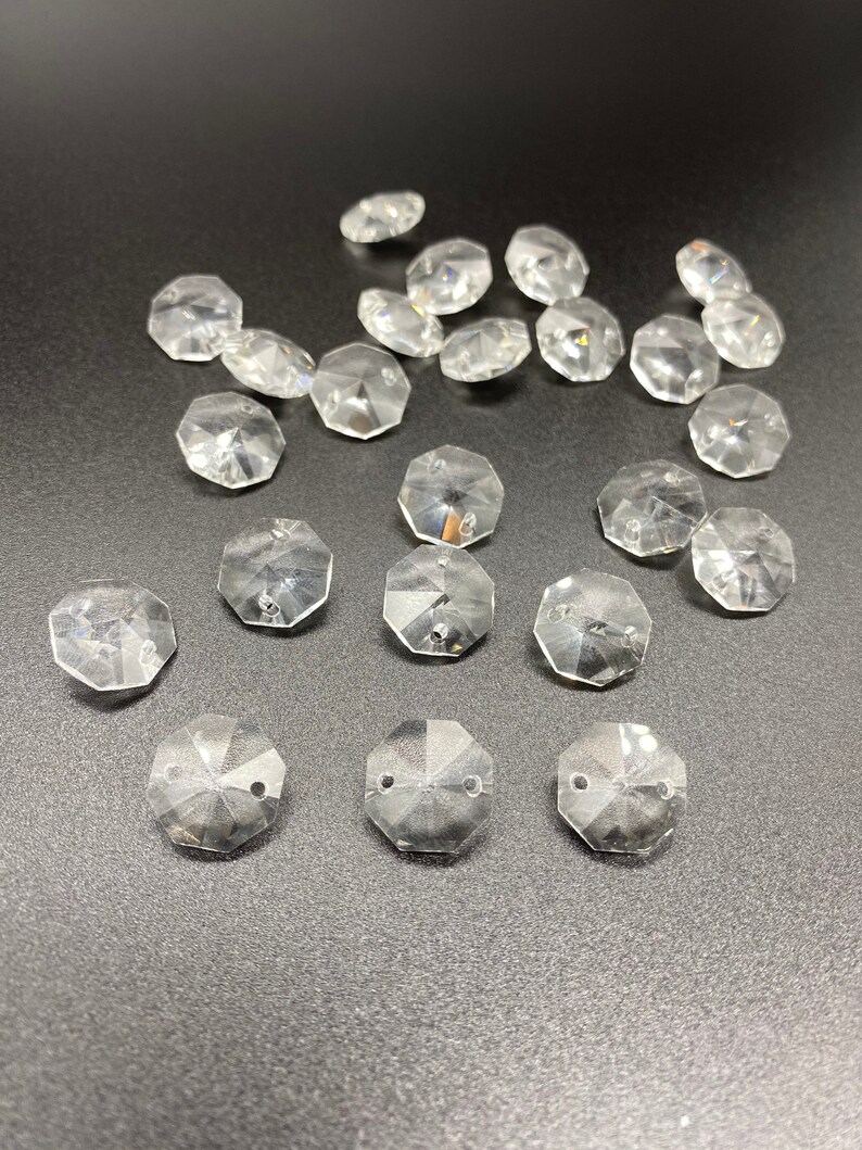 Set of 12 CLEAR 14mm Octagon Beads Chandelier Crystals Prism 2 Etsy