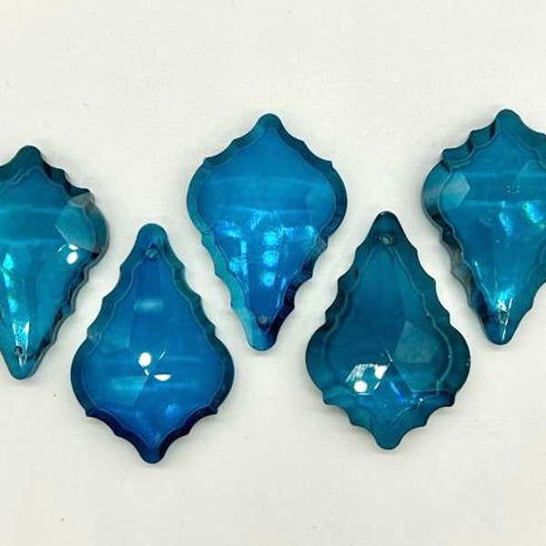 Set of 5 ~ 50mm ZIRCON BLUE Chandelier Crystal Prisms - 50mm Hot Pink French Pendeloques Pendalogues Chandelier Prisms