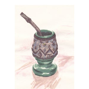 Mate de Betty - Watercolour on paper - Mate herb - South America - Argentina Paraguay Uruguay
