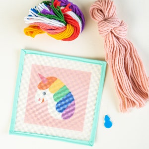 Hand Embroidery for Kids, Learn to Embroider With the Kid Stitch Kit,  Rainbow Floss, Hoop, Needle, Patterns and Fabric, DIY Craft Kit 