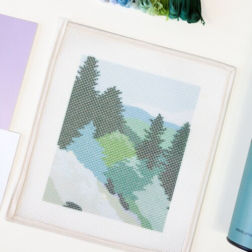 Modern Needlepoint Kit Mountain Spring Tapestry Kit Etsy