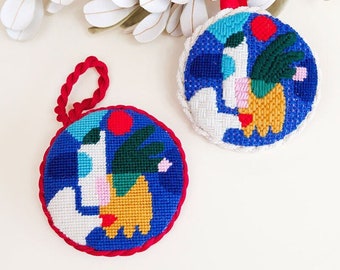 Needlepoint Ornament Kit Bauble Flora Abstract Tapestry Kit