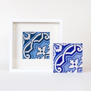 Modern Needlepoint Kit Portuguese Tile Heritage Blues Bonfim Tapestry Kit