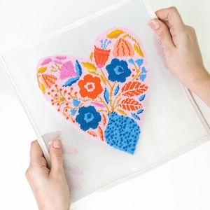 Modern Needlepoint Kit Botanical Heart Floral Tapestry Kit