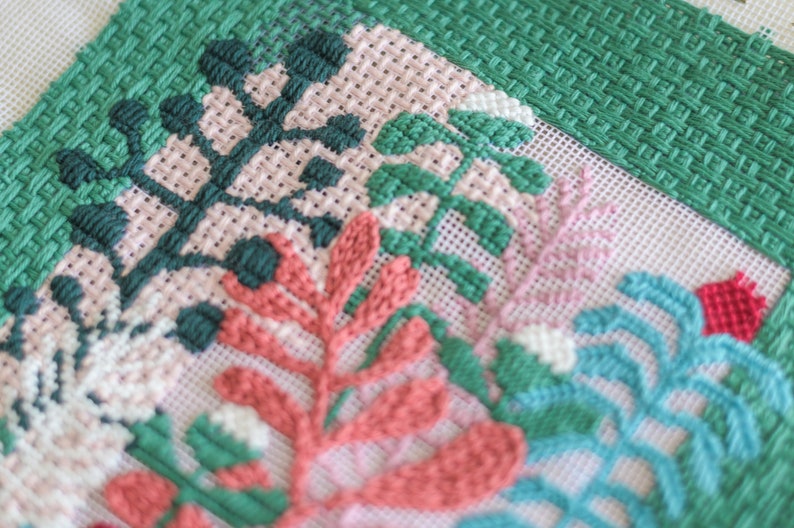 Modern Needlepoint Kit Building of Thousand Flowers Handmade Etsy