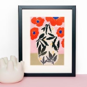 Modern Needlepoint Kit Poppy Pot Floral