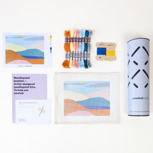 Modern Beginner Needlepoint Kit Peaceful Mountains Landscape image 3