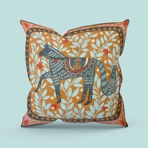 Folk Horse Needlepoint Cushion Kit
