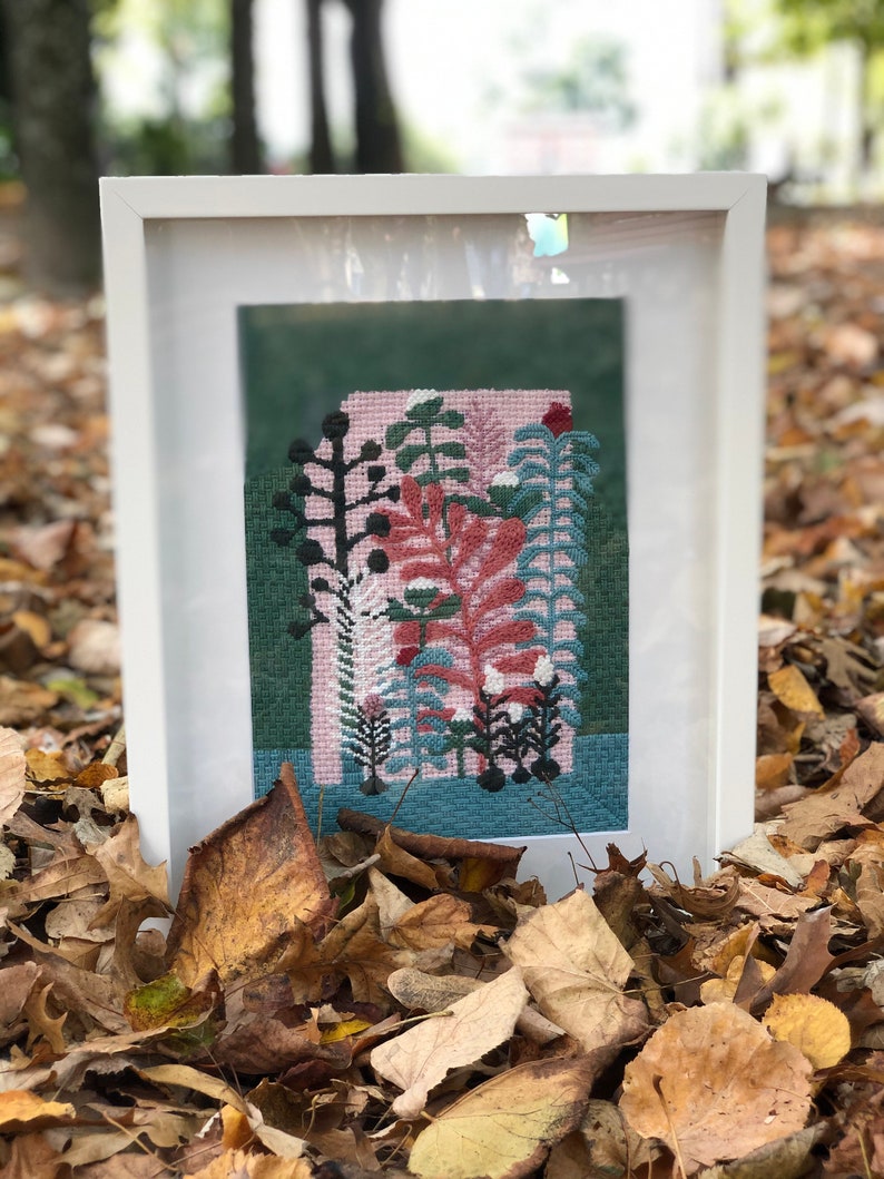 Modern Needlepoint Kit Building of Thousand Flowers Handmade Etsy