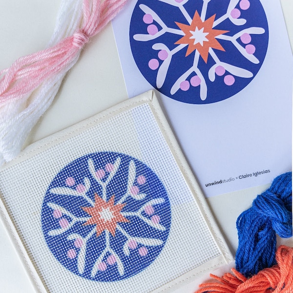 Mistletoe Star Needlepoint Ornament Kit