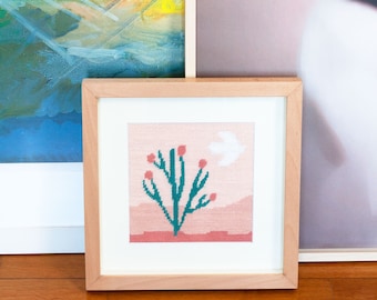 Modern Beginner Needlepoint Kit Desert Cactus Scene Nature