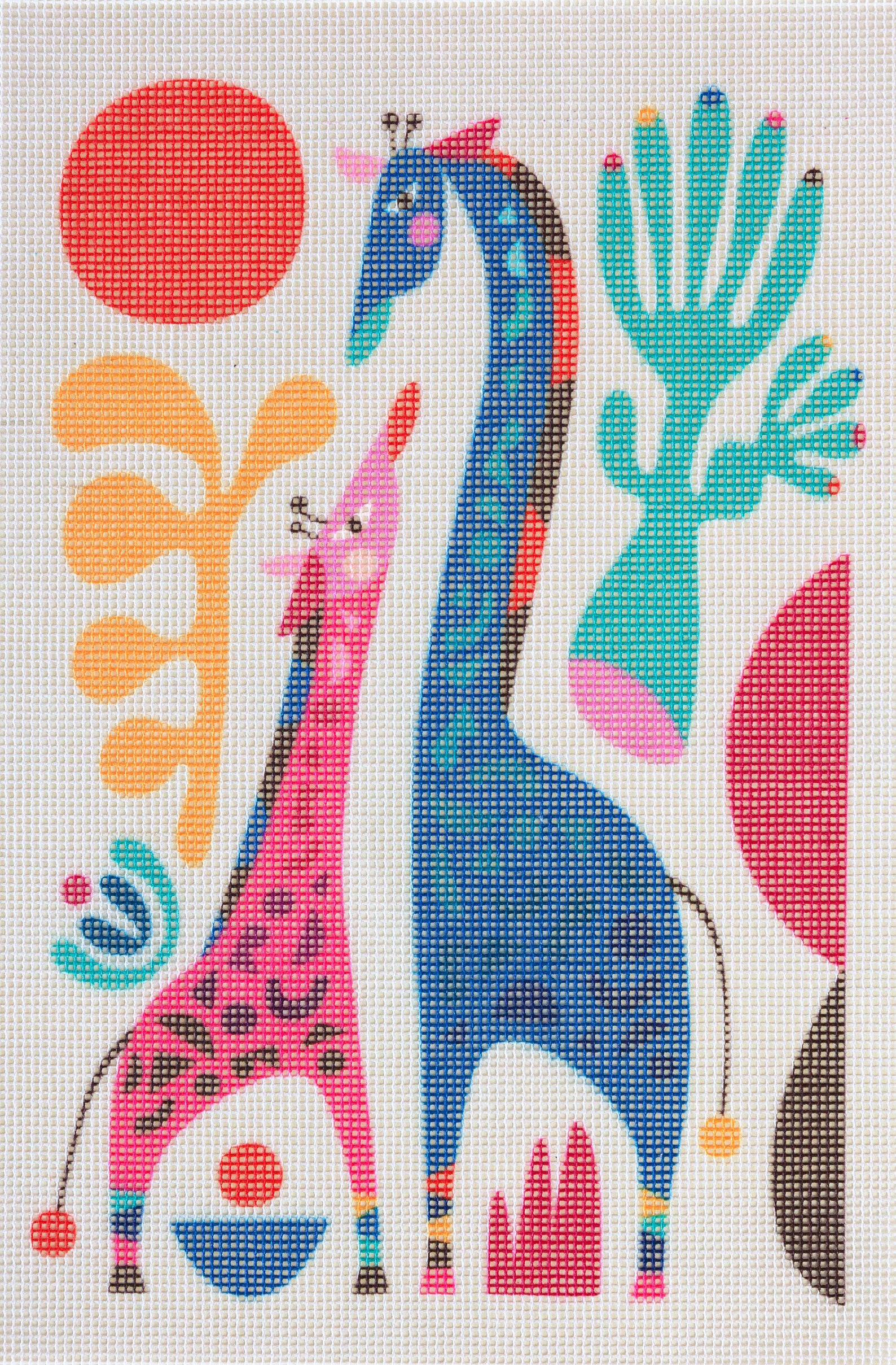 Modern Needlepoint Kit Giraffes Midcentury Animal Tapestry Etsy
