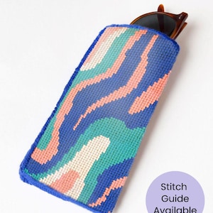 Modern Needlepoint Kit Pastel Waves Sunglasses Case (double sided) Tapestry Kit