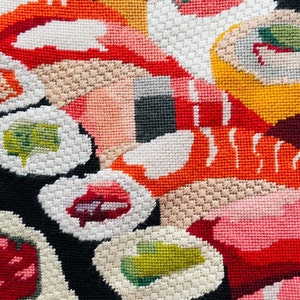 Modern Needlepoint Kit Sushi Boat Japanese Food Tapestry Kit