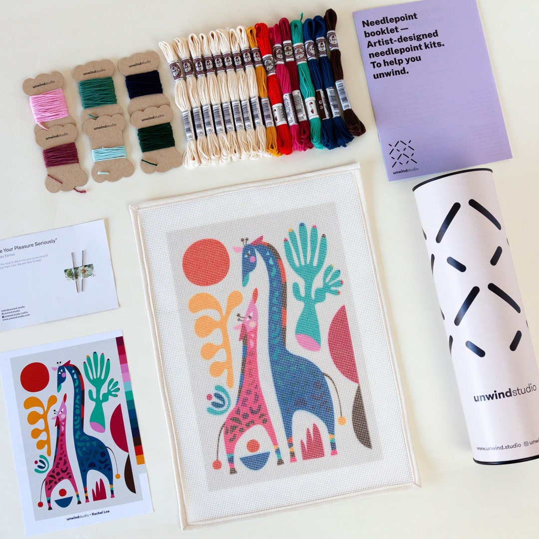 Modern Needlepoint Kit Giraffes Midcentury Animal Etsy UK
