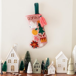 Mini Christmas Needlepoint Stocking Kit Folk Pattern