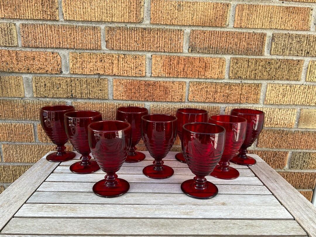 Vintage Paden City Red Beehive Glasses Etsy