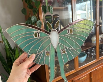 Stained glass Luna moth