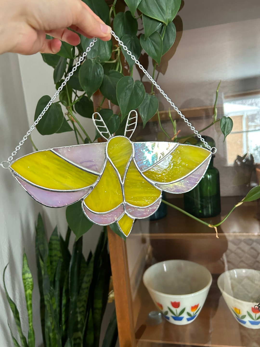 Stained Glass Rosy Maple Moth - Etsy