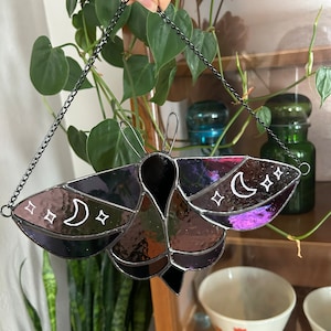 Mystical Moth stained glass suncatcher
