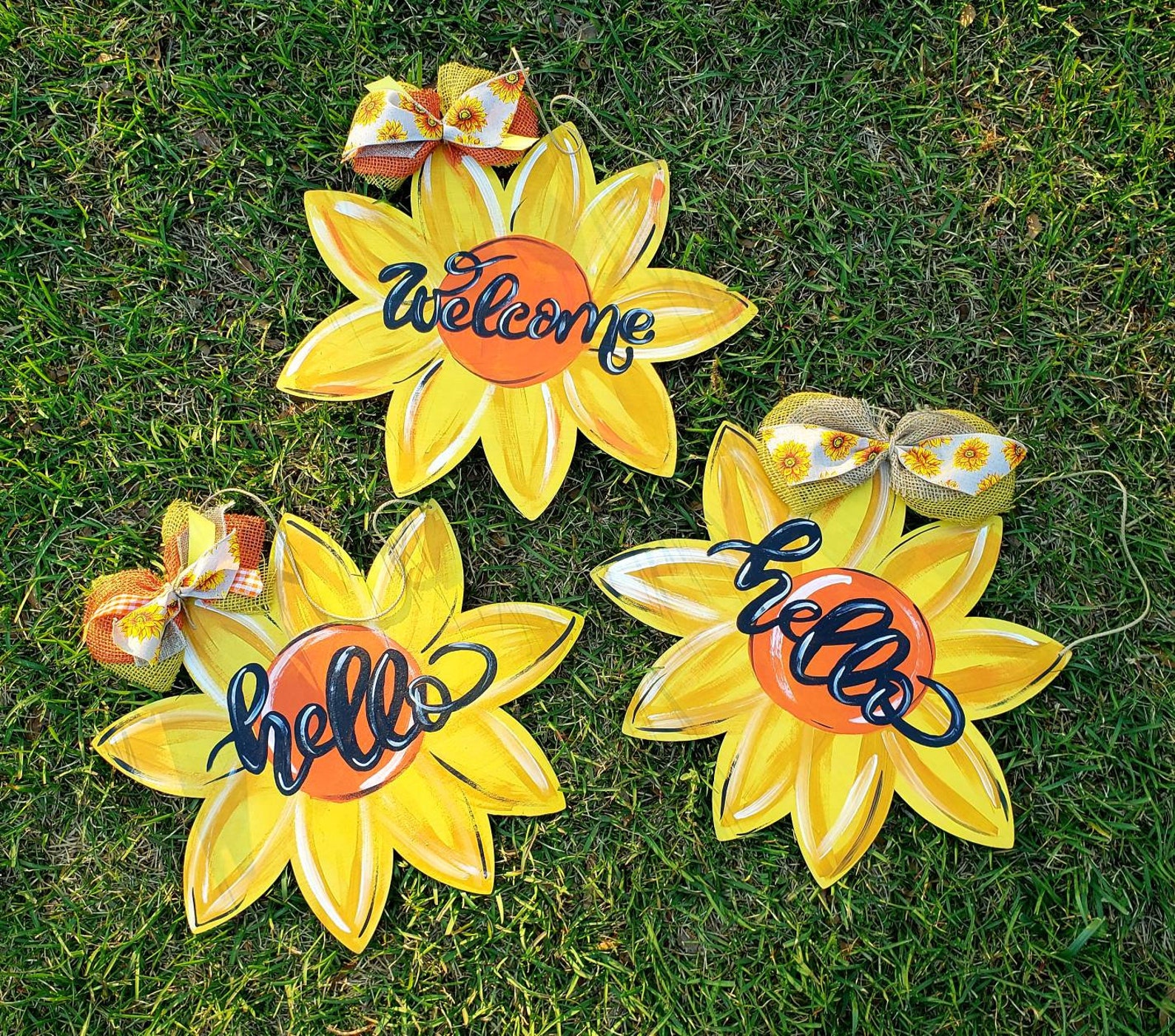 Flower Door Hanger Sunflower Door Hanger Spring Door Hanger Etsy