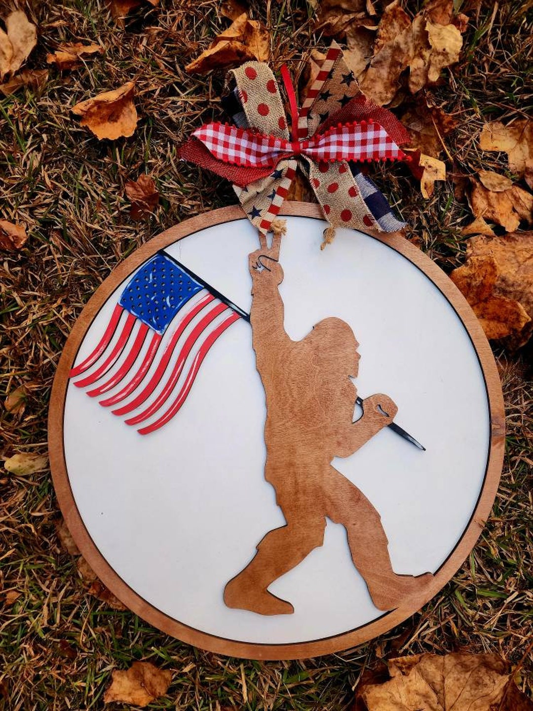 bigfoot-door-hanger-bigfoot-with-flag-etsy