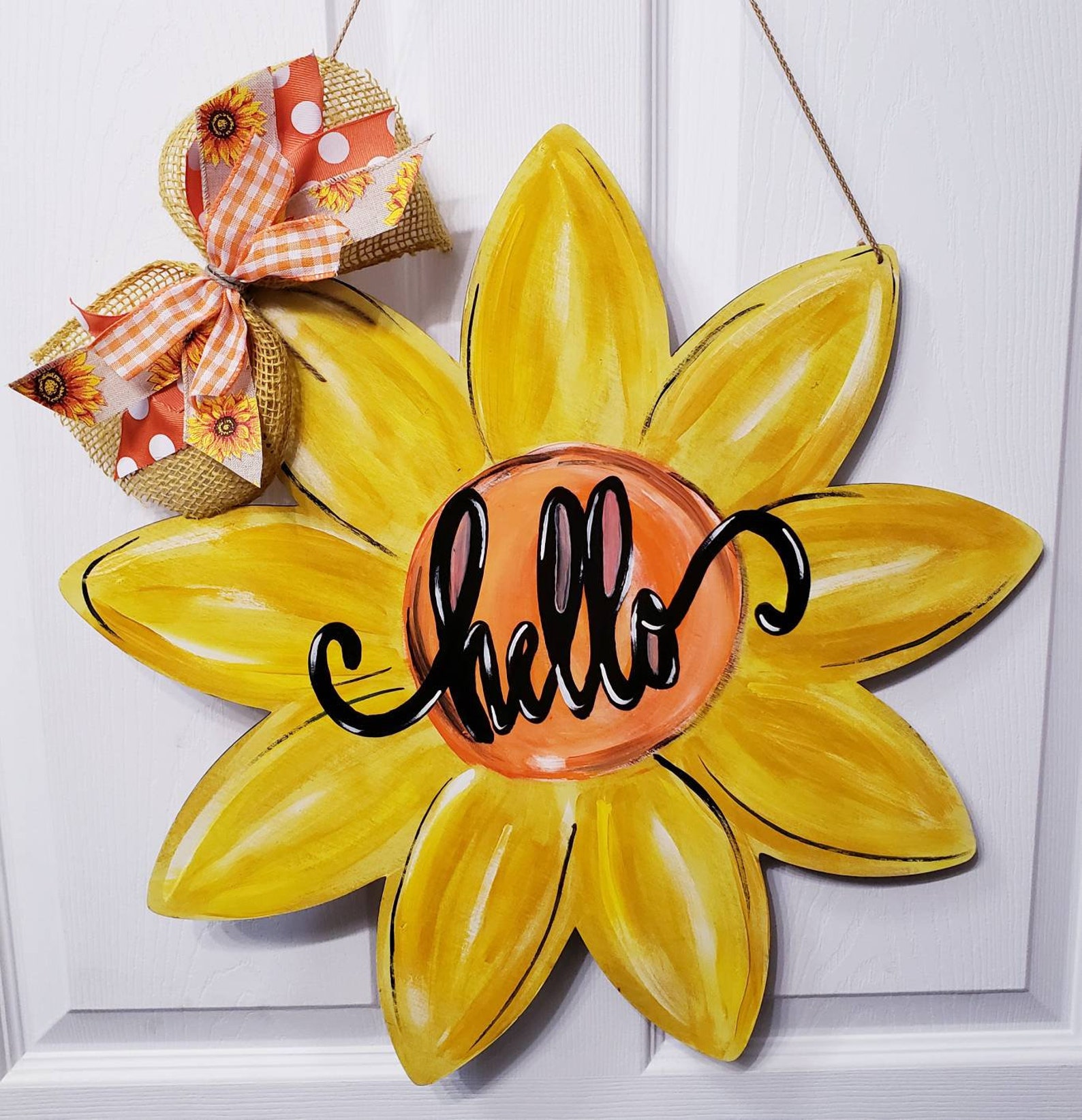 Flower Door Hanger Sunflower Door Hanger Spring Door Hanger Etsy