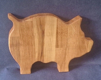 Solid Oak Hand Carved Pigs, Three Sizes Available, Chopping/Serving/Antipasto Board Oak