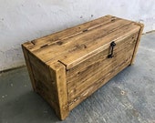 Rustic Reclaimed Solid Wood Scaffold Board Industrial Style Blanket Box Ottoman Trunk Chest Coffee Table