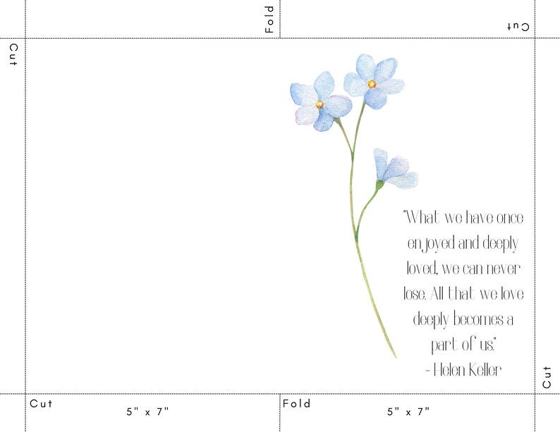 Forget Me Not Printable Sympathy Card With Helen Keller Quotation ...