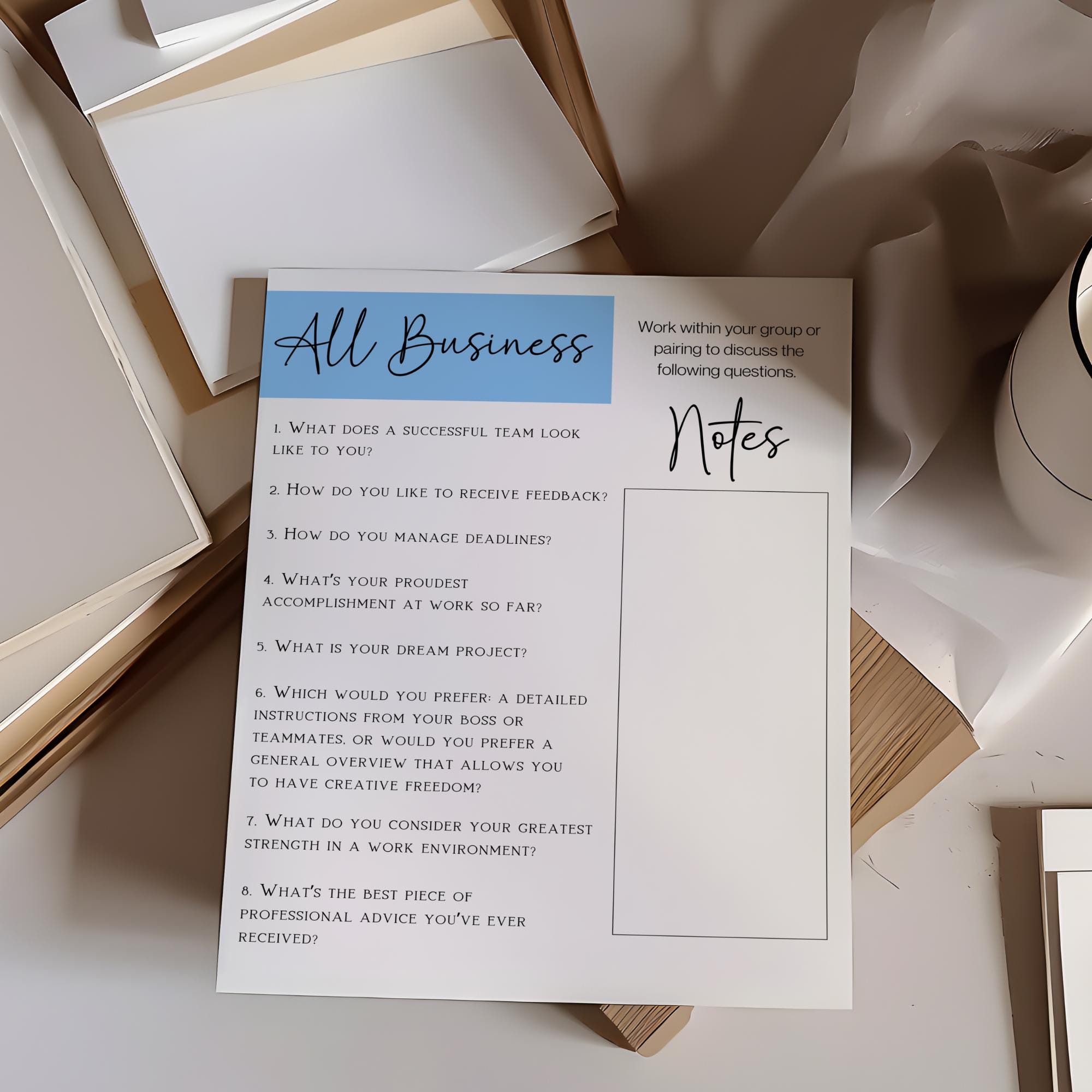 Team Building Get to Know Your Staff Questionnaire, Printable Ice ...