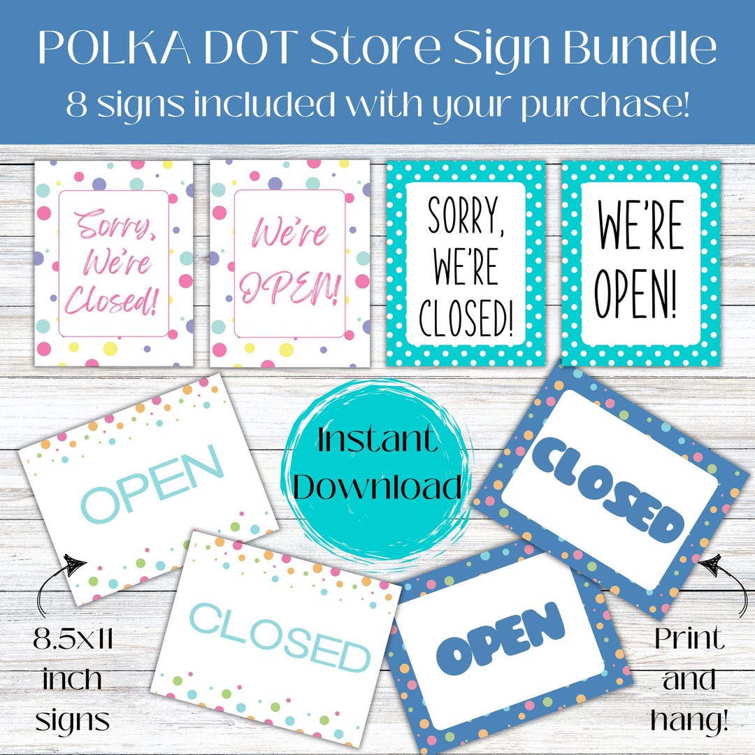 Printable Store Sign Bundle Open Closed, Store Door Signs, Instant ...