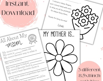 Mother's Day Activity Bundle, Gifts for Mom from Child, Mom's Birthday, Preschool activities, Kindergarten activities, classroom activities