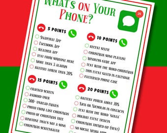 Christmas What&#39;s On Your Phone Party Game, Office Party Christmas Games, Family Party Christmas Games, Holiday Party Games, Xmas Party