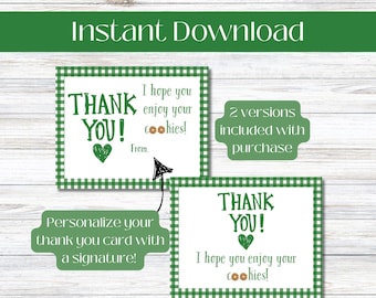 Girl Scout Cookies Dankeskarten, Girl Scout Cookie Tag, Pfadfinderinnen, Girl Scout Cookie Note, Girl Scout Cookie Danke, sofort Download